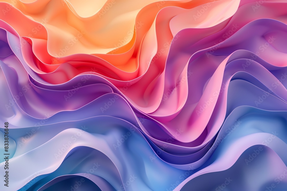 Poster organic abstract 3d background with flowing shapes and gradient colors