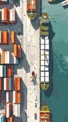 Obraz premium overhead view of shipping port,shape focus