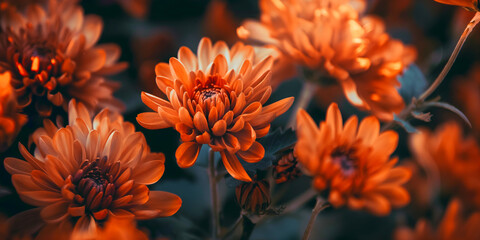Vibrant Chrysanthemum Flowers in Full Bloom Under Soft Natural Light