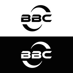 BBC logo. B B C design. White BBC letter. BBC, B B C letter logo design. B B C letter logo design in FIVE, FOUR, THREE, style. letter logo set in one artboard. B B C letter logo vector design.