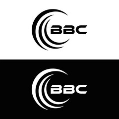 BBC logo. B B C design. White BBC letter. BBC, B B C letter logo design. B B C letter logo design in FIVE, FOUR, THREE, style. letter logo set in one artboard. B B C letter logo vector design.