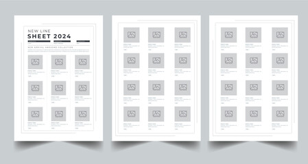 Product Catalog Design, Product Line Sheet Template, Wholesale Template Layout with 3 page
