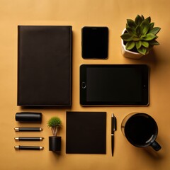 branding identity template mockup on pastel background.