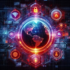 Fototapeta premium Technology, Futuristic, Digital, Firewall, Encryption, Information, Technology, Artificial, Intelligence