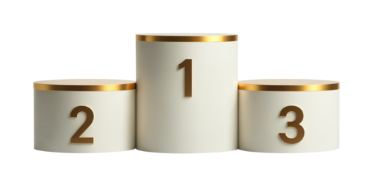 Empty Winners podium with 3 places. Png, isolated background