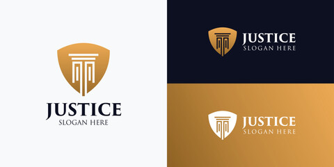 Gold color justice logo design template