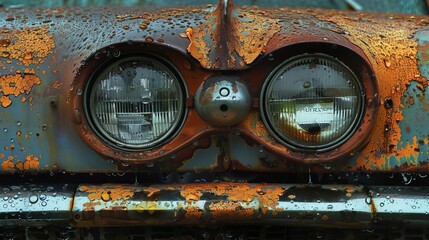 rust, metal, cloudy glass