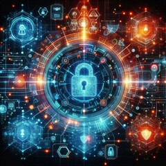 Fototapeta premium Technology, Futuristic, Digital, Firewall, Encryption, Information, Technology, Artificial, Intelligence
