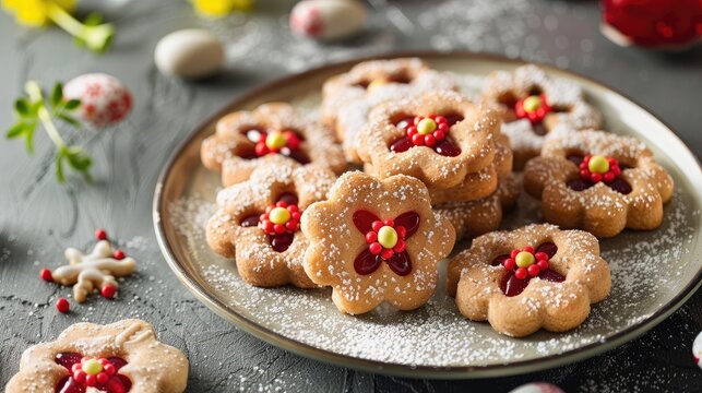 Easter themed Homemade Linzer Cookies with Festive Decorations