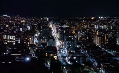 Obraz premium Glowing street cityscape at Night in Kyoto