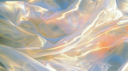 Obraz premium Soft gray background featuring a 3D rendered mirror with abstract, flowing reflections, perfect for creating a modern and tranquil design