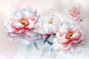 Fototapeta premium Elegant watercolor illustration of delicate peonies