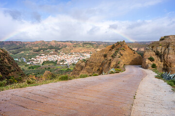 ascent trail to the Fin Del Mundo viewpoint, Beas de Guadix, Granada Geopark, Granada province,...