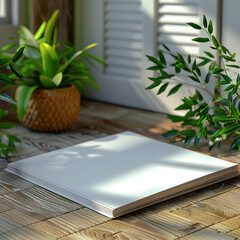 Folded square brochure mockup