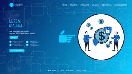 Modern trendy landing page vector design template. Money protection concept