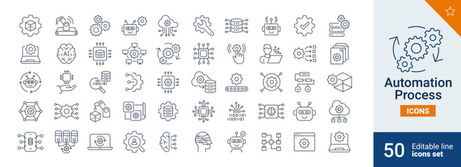 Automation icons Pixel perfect. Setup, system, industry, ...	
