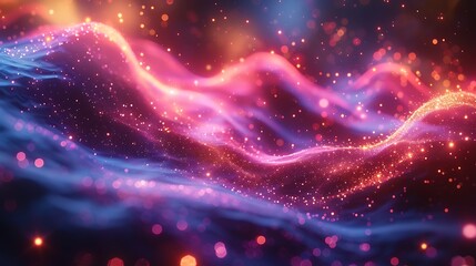 Obraz premium A vibrant abstract with neon lights, twinkling in a chaotic and high-energy dance, electric colors, dynamic light patterns, high contrast, hd quality, soft glow, vivid hues.