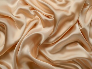 Fototapeta premium Beige silk fabric , view from above Smooth elegant beige silk or satin luxury cloth texture can use as abstract background with copy space, close-up