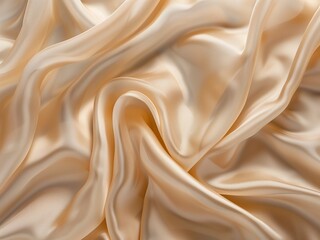 Obraz premium Beige silk fabric , view from above Smooth elegant beige silk or satin luxury cloth texture can use as abstract background with copy space, close-up