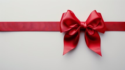 Elegant red satin bow on a white background suitable for gift presentations and celebrations 