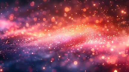 Fototapeta premium An abstract depiction of a fairy dust trail, twinkling and shimmering over a dreamy, soft-colored background, magical and ethereal, vibrant sparkles, soft focus.