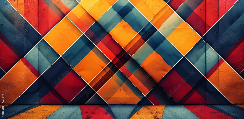 Aufkleber a vibrant abstract geometric pattern with sharp lines and bright colors, symmetric design. generativ