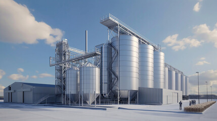 Obraz premium High-Capacity Grain Silos with Automated Quality Control