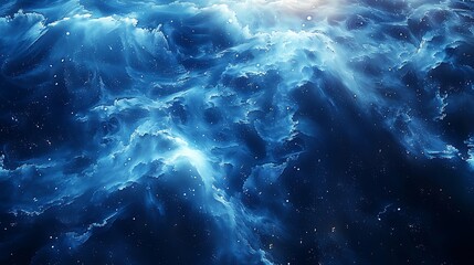 An abstract depiction of an underwater scene, sunlight twinkling on the surface, deep blue sea, ethereal light effects, serene and tranquil, soft glow, vibrant colors.