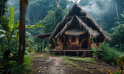 A shamanic house in deep jungle