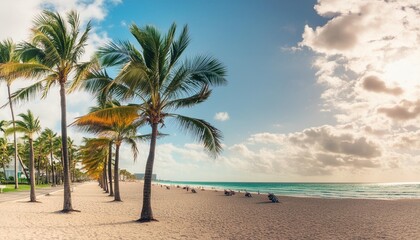 paradise beach at fort lauderdale in florida on a beautiful sumer day tropical beach with palms at white beach usa