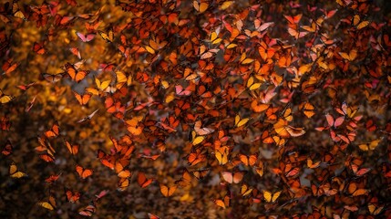 Vibrant Swarm of Monarch Butterflies in Flight