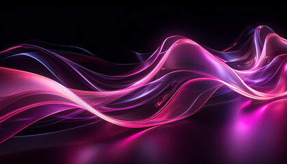 Naklejka premium Wavy pattern created with pink purle green colors. Liquid silk transparent effect