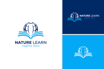 Open Book illustration logo. Library logo design. Education logo template
