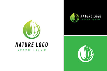 Nature earth illustration logo design template