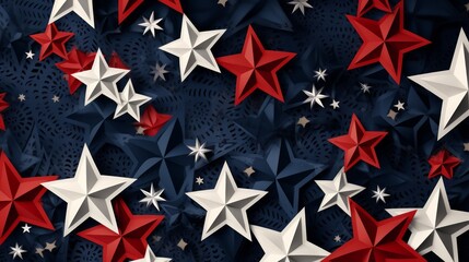 Red, white, and blue stars pattern background, perfect for patriotic themes and celebrations.