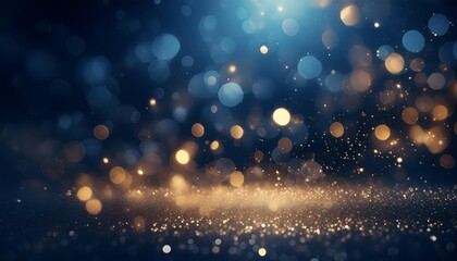 abstract background with dark rich blue and gold particle christmas golden light shine particles bokeh gold foil texture holiday concept