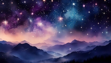 abstract watercolor background with stars