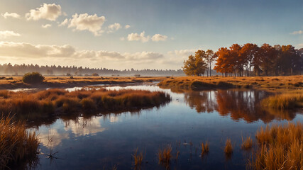 an autumn marshland