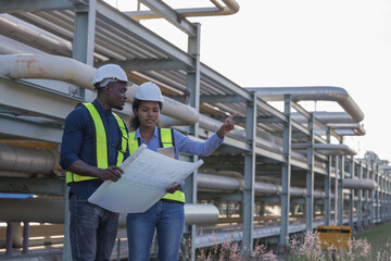 Engineer survey team  checking construction project  inspection work construction site .Team Civil...