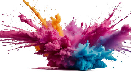 Naklejka premium Multicolor powder explosion on White background. Colored cloud. Colorful dust explode. Paint Holi. colorful rainbow Holi paint color powder explosion with bright colors isolated white background.