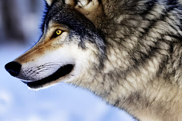 Close-Up of Wolf in Winter