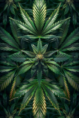 Marijuana pattern symmetrical. Generative AI.