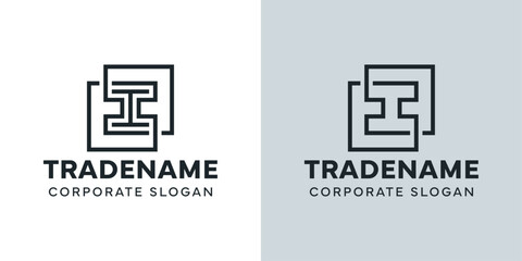 Modern Letter I with Double Square Logo, for business with I initial