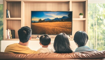 Family watching TV