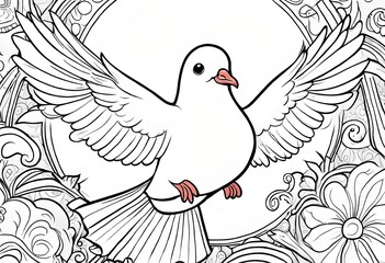Obraz premium LINEART, COLORING BOOK, dove of peace