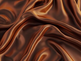 Fototapeta premium brown silk fabric background, view from above, Smooth elegant brown silk or satin luxury cloth texture can use as abstract background with copy space, close-up