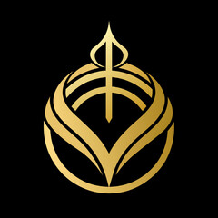 Golden Unique regal golden church logo icon, front full face view, closeup, business Logo Vector, Sphere style, Luxury, premium style logo, elegant vector logo, consistency in each shape, perfect logo