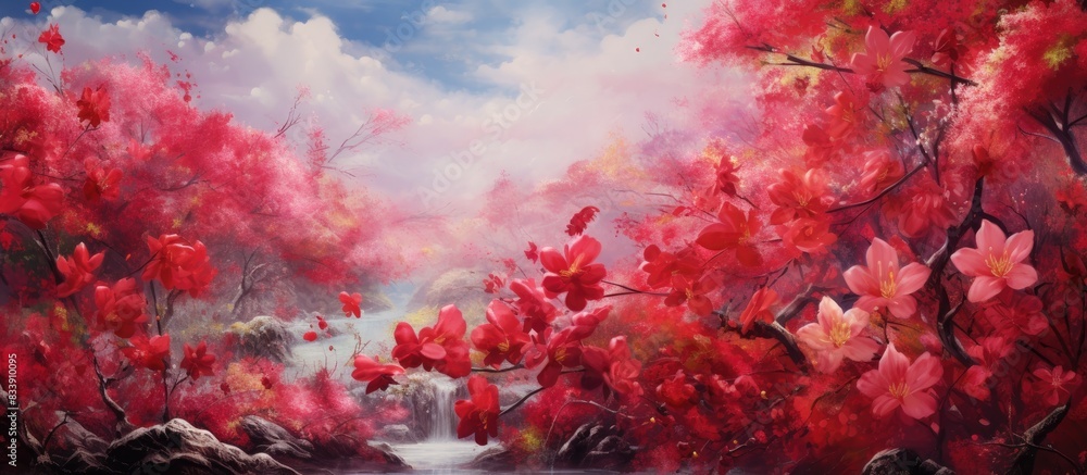 Leinwandbilder in spring, vibrant red flowers bloom magnificently creating a stunning display of color amidst natur
