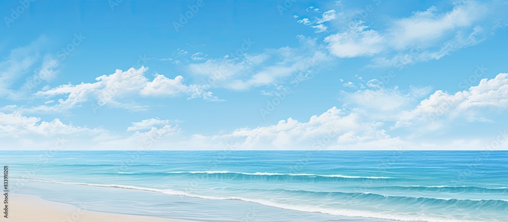 Poster tranquil seaside scene with a clear blue sky and ample copy space image.