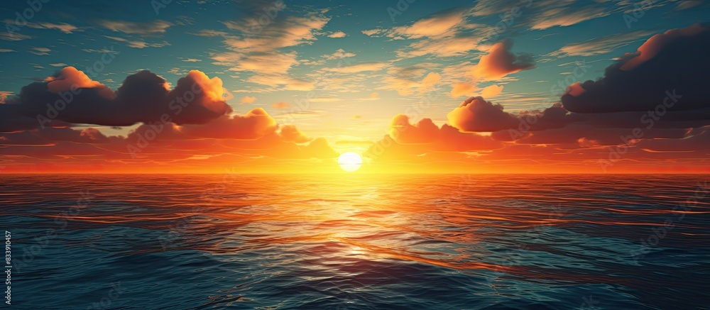 Aufkleber Sun setting over the ocean with copy space image.